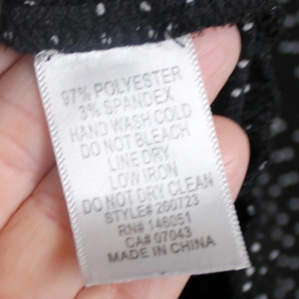 Monteau Los Angeles Blouse Smocked Waist Long Sleeve Top‎ Black XL
